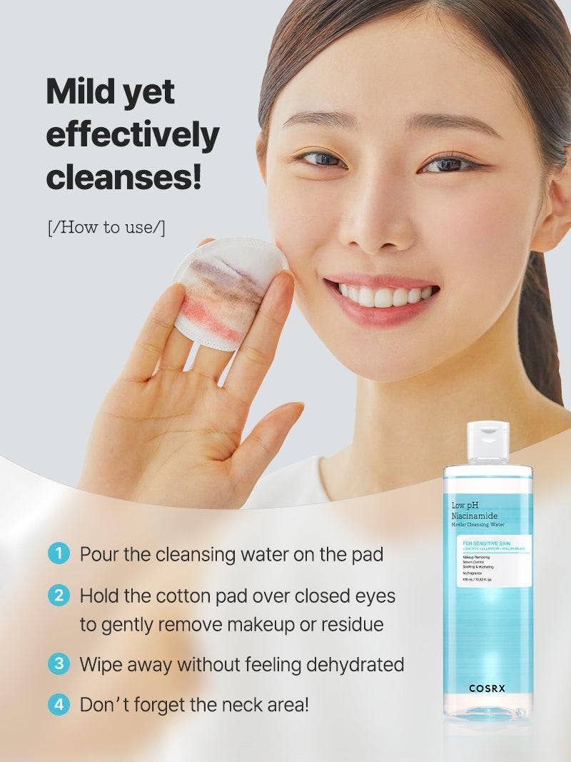 COSRX Reinigingswater met lage pH, niacinamide, 400 ml